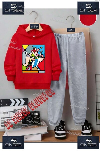 SS SİNSER Children's Unisex "Asterix Oburisk Square" Special Printed Hooded T...