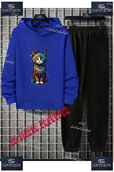 SS SİNSER Детски унисекс комплект спортен екип с качулка и специален принт „P...