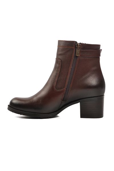 Venüs Brown Genuine Leather Zippered Women's Boots 1779011K Z
