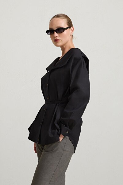 Setre Cămașă neagră 100% bumbac cu detaliu guler