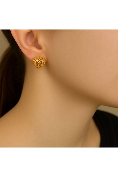 BY YASİN TOPÇU Steel Heart Motif Earrings
