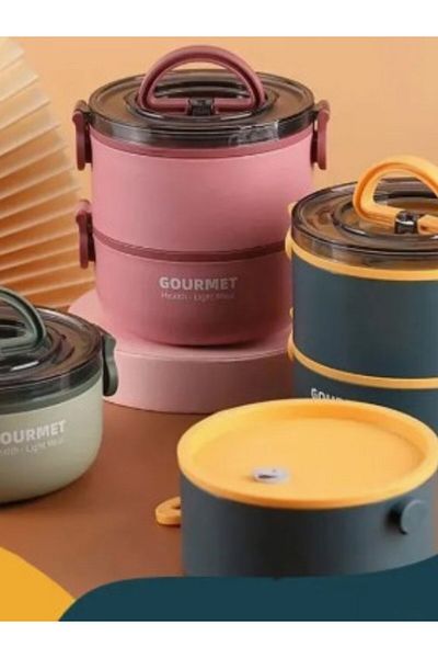 ALPA STORE Fixpoint 1200 ml 2-Layer Steel Lunch Box Lunch Box Lunch Box with Spoon