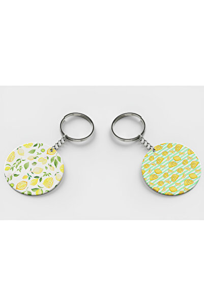 LIWOGY سلسلة مفاتيح مزدوجة منقوشة بالليمون