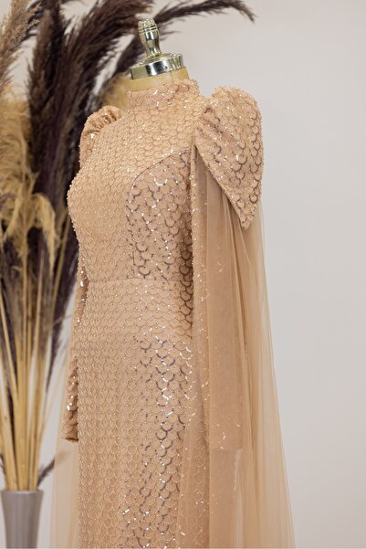 Surikka Noble Hijab Evening Dress with Sleeves Cape