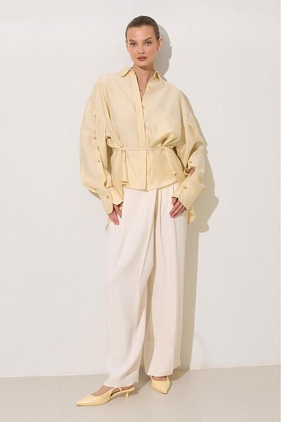 Setre Butter Yellow Waist Belt and Pocket Detailed Shirt
