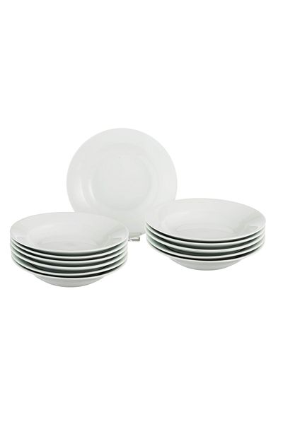 Dania Porcelain Plate Set, 12 Pieces, Multi-purpose for Serving, 18 cm