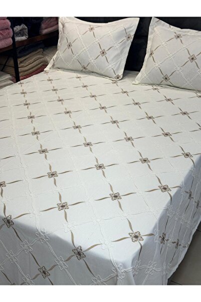 BERRY Karaca Velora Embroidered Pique Set 260/260 cm Coffee Flower