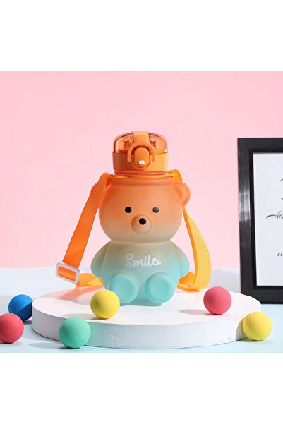 XTRIKE ME Drinking Bottle with Teddy Bear and Straw for School Children Bpa Free Water Bottle 18*11 cm