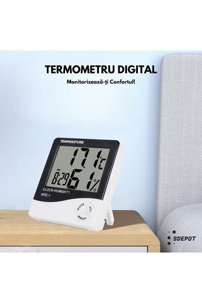 SDEPOT Termometru digital SDEPOT, functie umiditate, alb