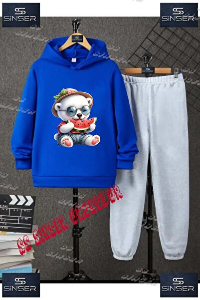 SS SİNSER Детски унисекс комплект спортен екип с качулка и специален принт „A...