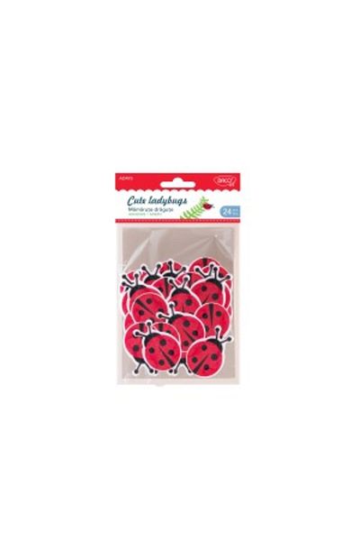 daço Craft Accessory Cute Ladybugs, Color Red/Black, Material Foam, 24 pcs/Set