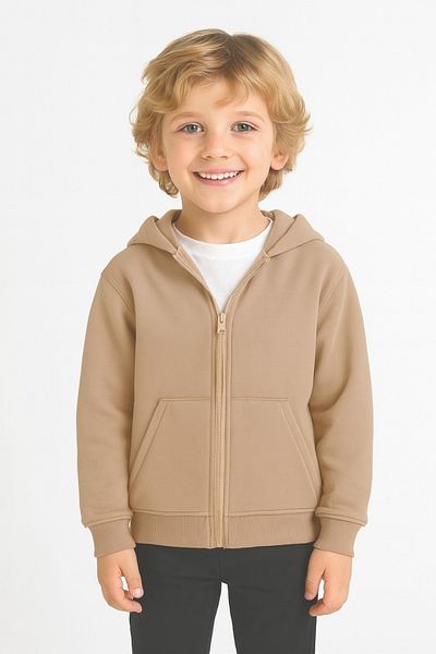 AHENGİM Girls - Boys Basic Zippered Thick 3 Thread Winter School Sweat Ak1815
