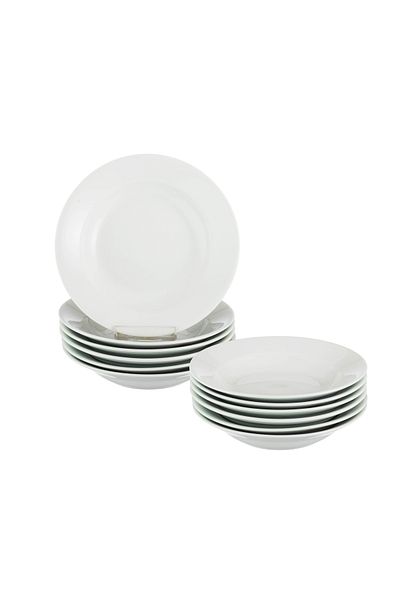 Dania Porcelain Plate Set, 12 Pieces, Multi-purpose for Serving, 18 cm