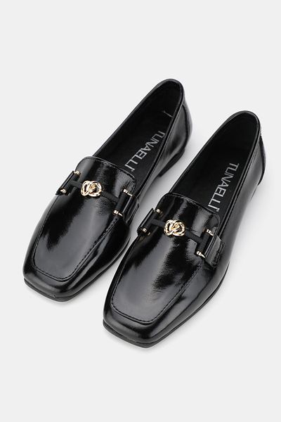 TUNAELLİ WOMEN'S BLACK Patent Leather GENUINE NATURAL LEATHER NUMBER 36-41 BUCKLE SHOES