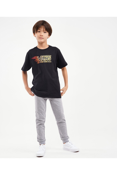 Vans تي شيرت معدني مطبوع عليه شعلة خارج الحائط - أسود
