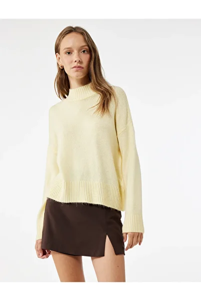Koton Stand Collar Long Sleeve Basic Knitwear Sweater