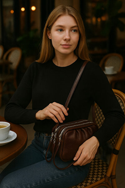 Handley Γυναικεία τσάντα ώμου με λουράκι πολλαπλών ματιών με λεπτομέρεια με φ...