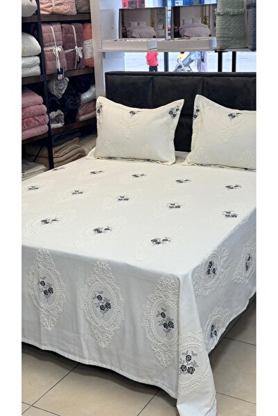 BERRY Ottoman Embroidered Pique Set 260/260 cm Grayflower