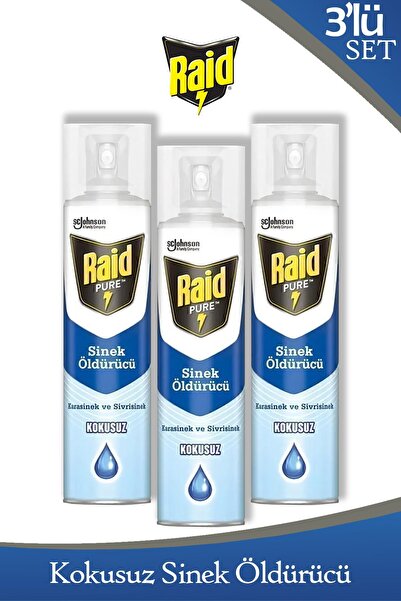 Raid Pure Sineklere Karşı Etkili Kokusuz Sprey 300 ml x 3 Adet