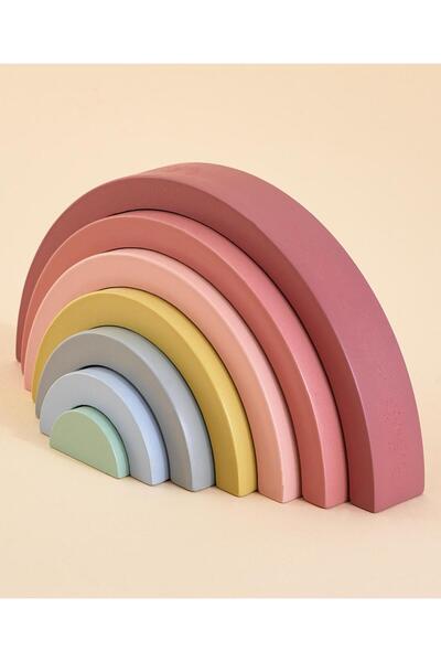 Fab N Funky 3 in 1 Wooden Rainbow Montessori Stacker Toy, Multicolor - 23 Pieces