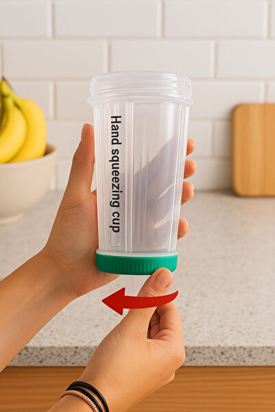 SİHİRLİ AYAKLAR 3 Blades Shaker Sports Drink Mixer Battery-Free Operated Practical Hand Blender Manual Use 450ml