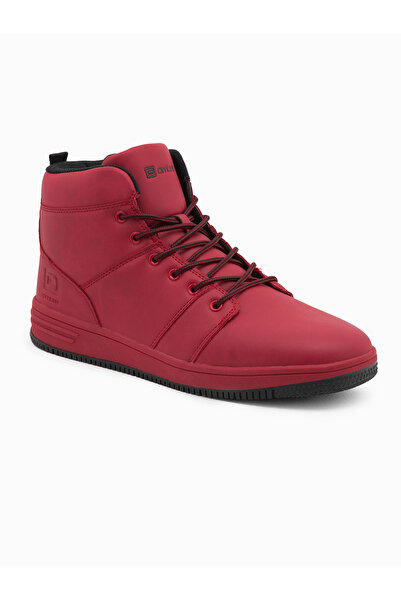 OMBRE Isolierte Herren-Sneaker-Stiefel in Knöchelhöhe - Rot V1 OM-FOSH-0123