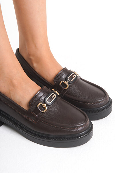 Solo Bag Лофер з пряжкою, зручні та стильні повсякденні ортопедичні жіночі туфлі коричневого кольору