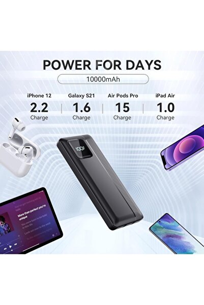 Generic Garlo Power Bank Portable Charger 10000mAh 22.5W Fast Charging Mini Powerbank with Built-in USB C an