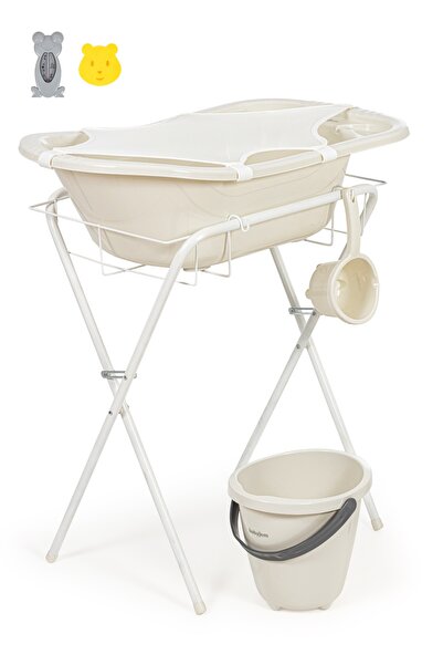 Babyjem Ayaklı Bebek Banyo Küvet Seti 7 Parça Kum Beji