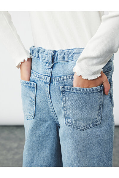 Koton Cotton Stone Detailed Wide Leg Denim Trousers