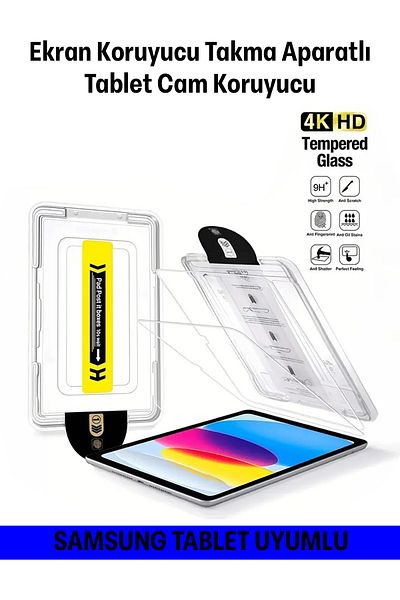 WANNA PROTECT Samsung X610 Tab S9 Fe Plus Compatible Magicbox Easy Application Tablet Full Glass Screen Protector with Apparatus