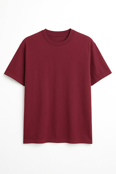 OEM Unisex Oversize Basic Kısa Kollu Bordo Tişört