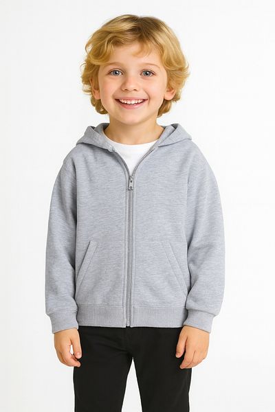 AHENGİM Girls - Boys Basic Zippered Thick 3 Thread Winter School Sweat Ak1815