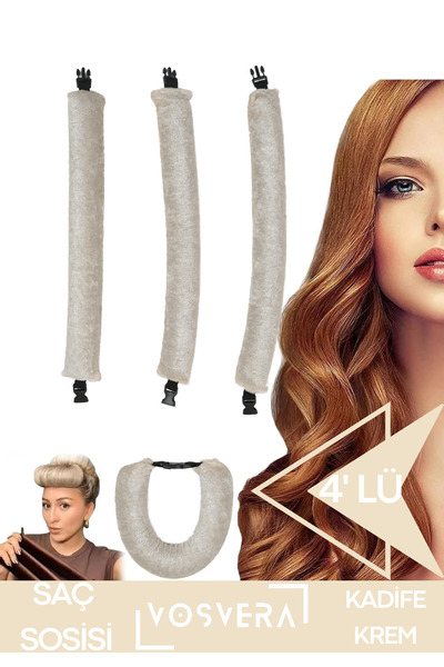 vosvera Velvet Hair Sausage 4Pcs Hair Styling Hair Curler Heatless Hair Curler Styler