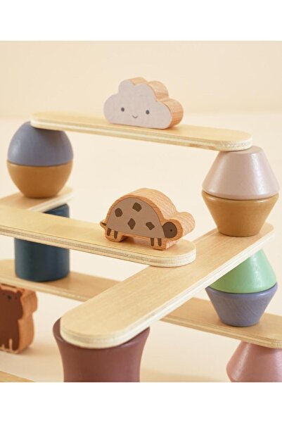 Fab N Funky Wodden Zoo Tower, Balancing Activities Toy, Durable, Multicolor - 27 Pieces