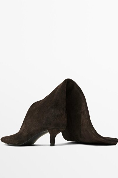 Massimo Dutti Topuklu kalın süet deri bot