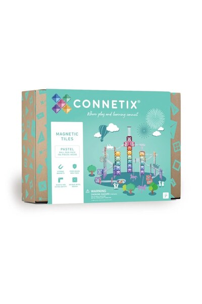 Connetix Magnetic Construction Set, 106 Pieces, Pastel Ball Run, Tiles
