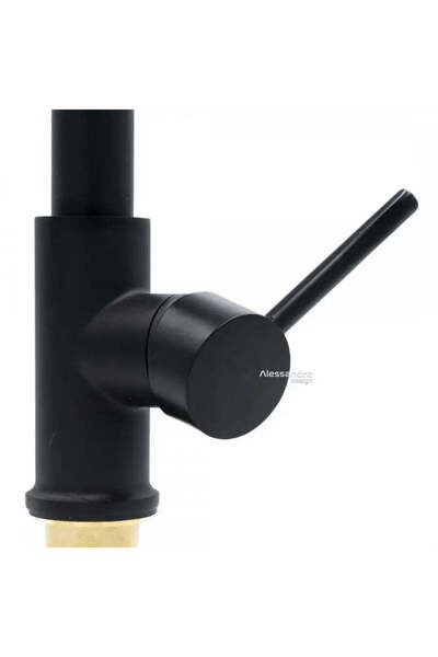 KORMAN TECHNIK Kitchen Faucet, Stainless Steel and Black Brass, YD/302