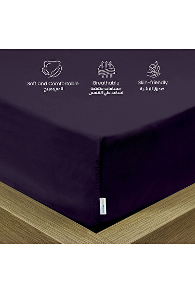 COTTON HOME Supersoft 1 Piece Fitted Sheet 160x200+30cm Double Size Bed Sheet Deep Pocket Design for Secure Fit