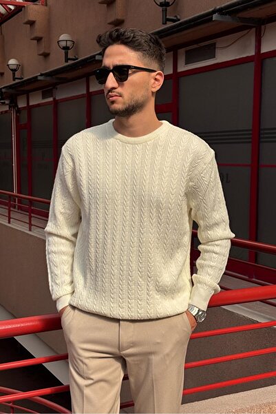 inpool Men'S, Old Money Culture, Hair Braid, Wool Blend, Crew Neck Sweater Pltk10