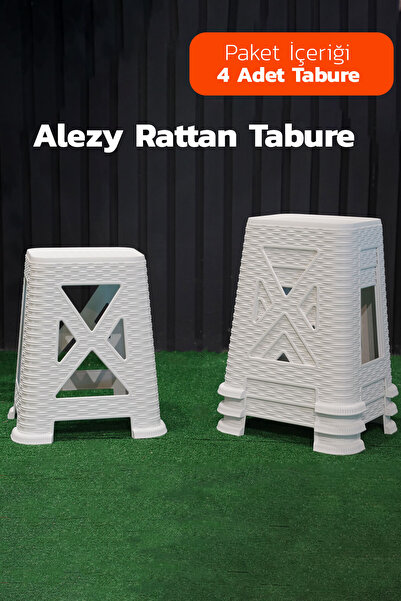 Alezy TB300 Rattan Tabure Büyük Boy 38x24cm 4 ADET