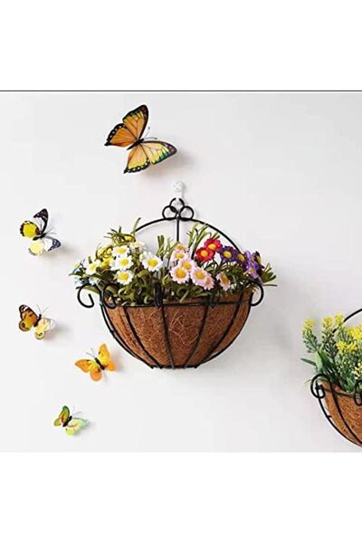 genric FFD Iron Wall Hanging Planters Basket, Half Round Plant Flower Wall Holder with Coco Coir Liner