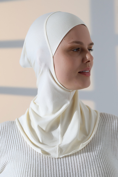 ihvanonline Practical Neck Collar Snap-On Large Hijab Bonnet - Cream
