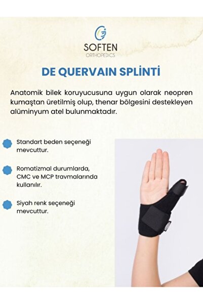 SOFTEN ORTHOPEDICS DE QUERVAIN (BAŞ PARMAK TESPİT ATELİ) - STANDART