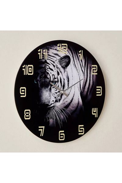 Home Box Fero Tiger Clock with Tinted Glass - 38x4.5x38 cm