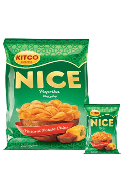 NİCE رقائق البطاطس الطبيعية بنكهة البابريكا من كيتكو، 21 × 12 غرام، بيج
