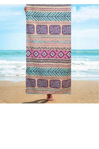 Generic Microfiber beach towel (fells), quick drying, bohemian design, non-removable and color-changing print