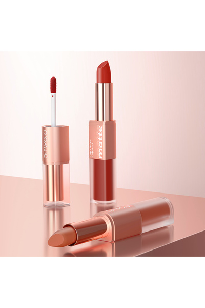 O.TWO.O Cosmetics O.TWO.O 2-in-1 Matte Lipstick & Lip Gloss – Waterproof, Dou...