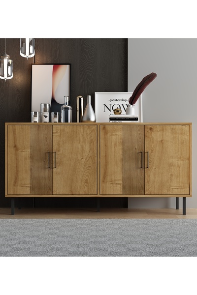 MERT SERT MOBİLYA Bella Konsol, Tv Sehpası, Tv Ünitesi, Desen Kapak 150cm, Me...