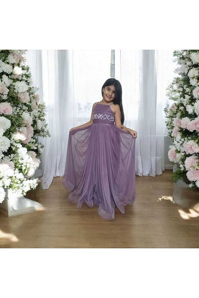 Ahsenimbebe Askili Roba Cross Silk Thread Long Gezboy Evening Dress